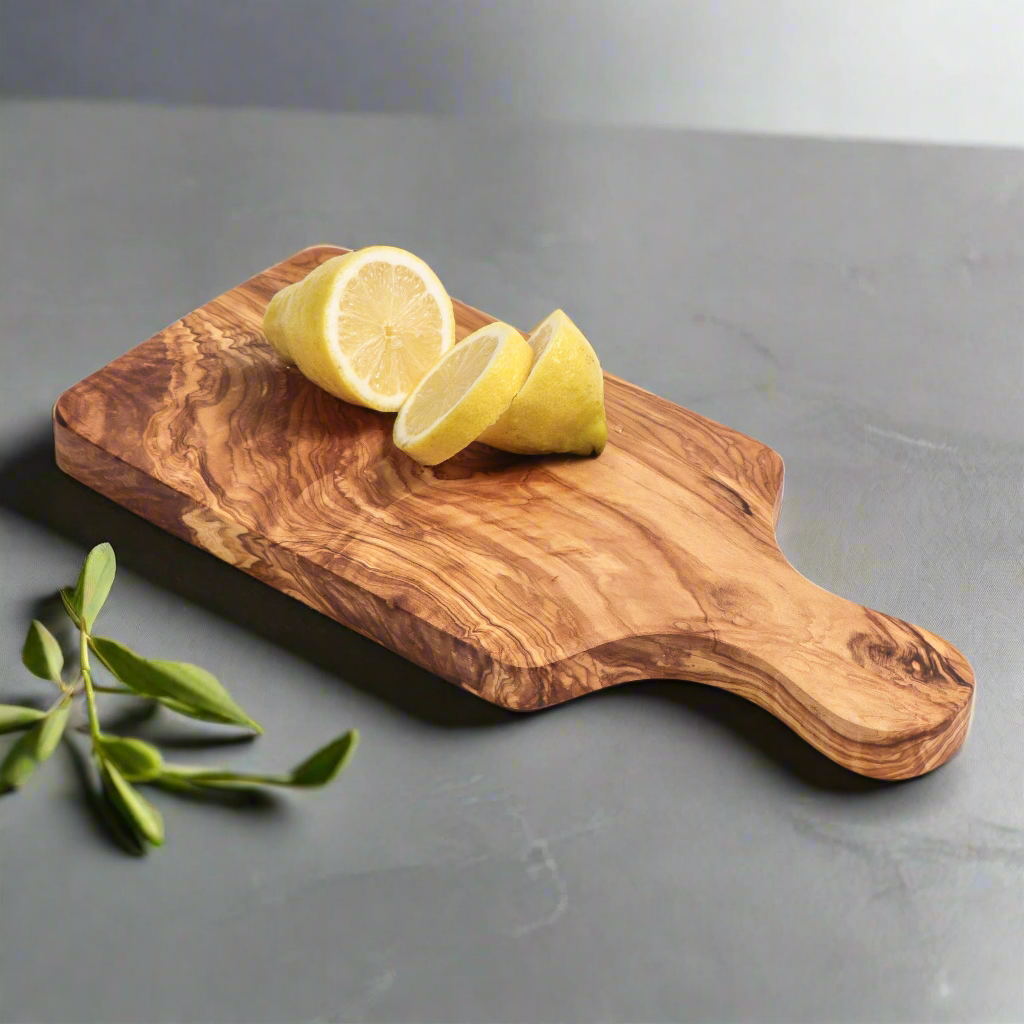 Olive Wood Rectangular Cutting Board with Handle, Handmade