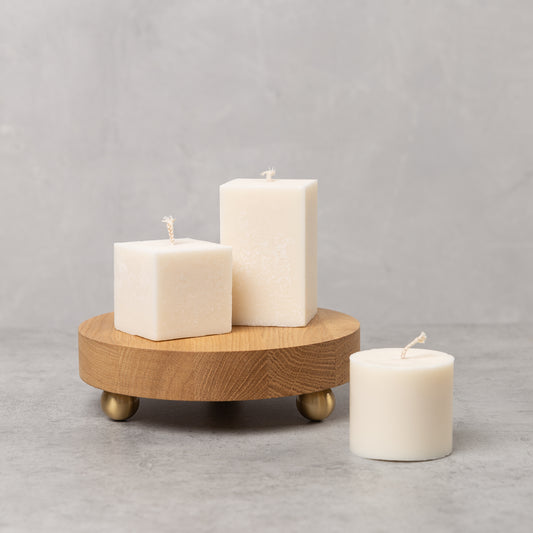 Rectangular or cube shape rapeseed wax pillar candle